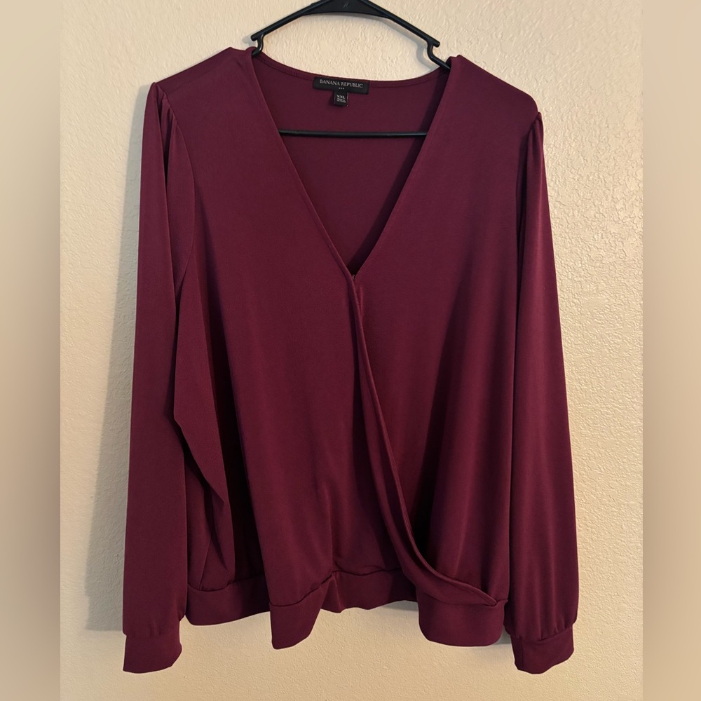 Banana Republic maroon long sleeve blouse size XXL